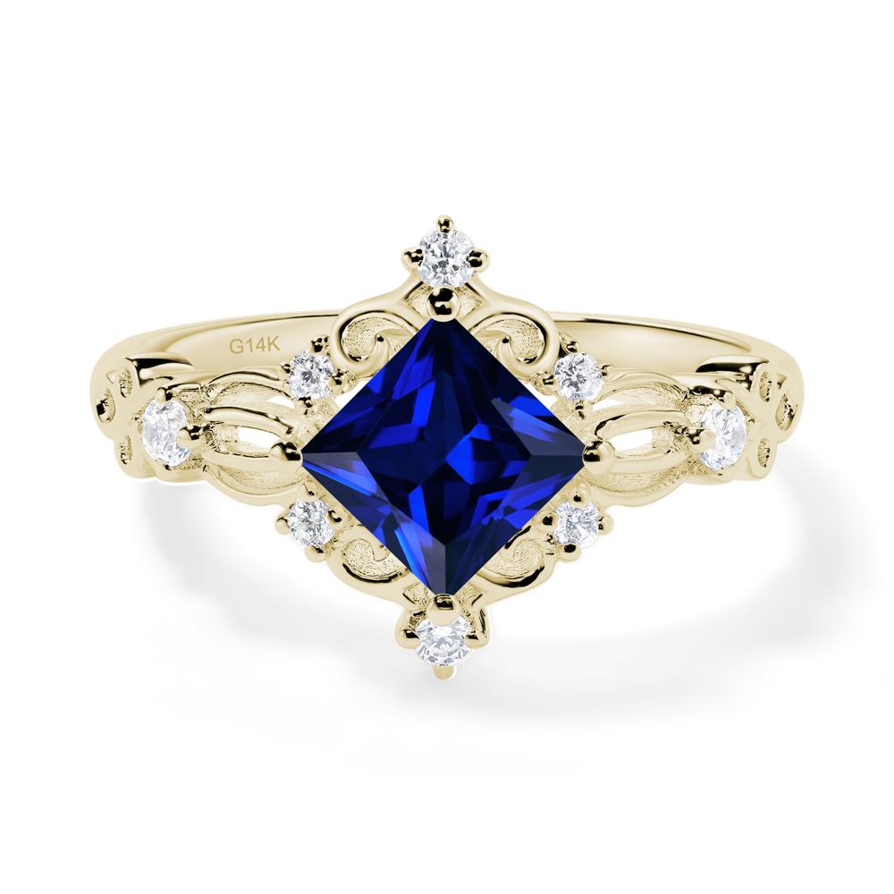 Sapphire Art Deco Ring - LUO Jewelry #metal_14k yellow gold