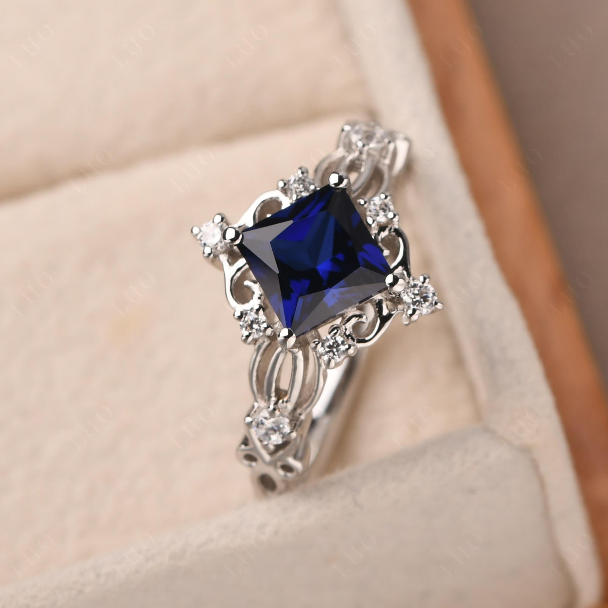 Sapphire Art Deco Ring - LUO Jewelry 