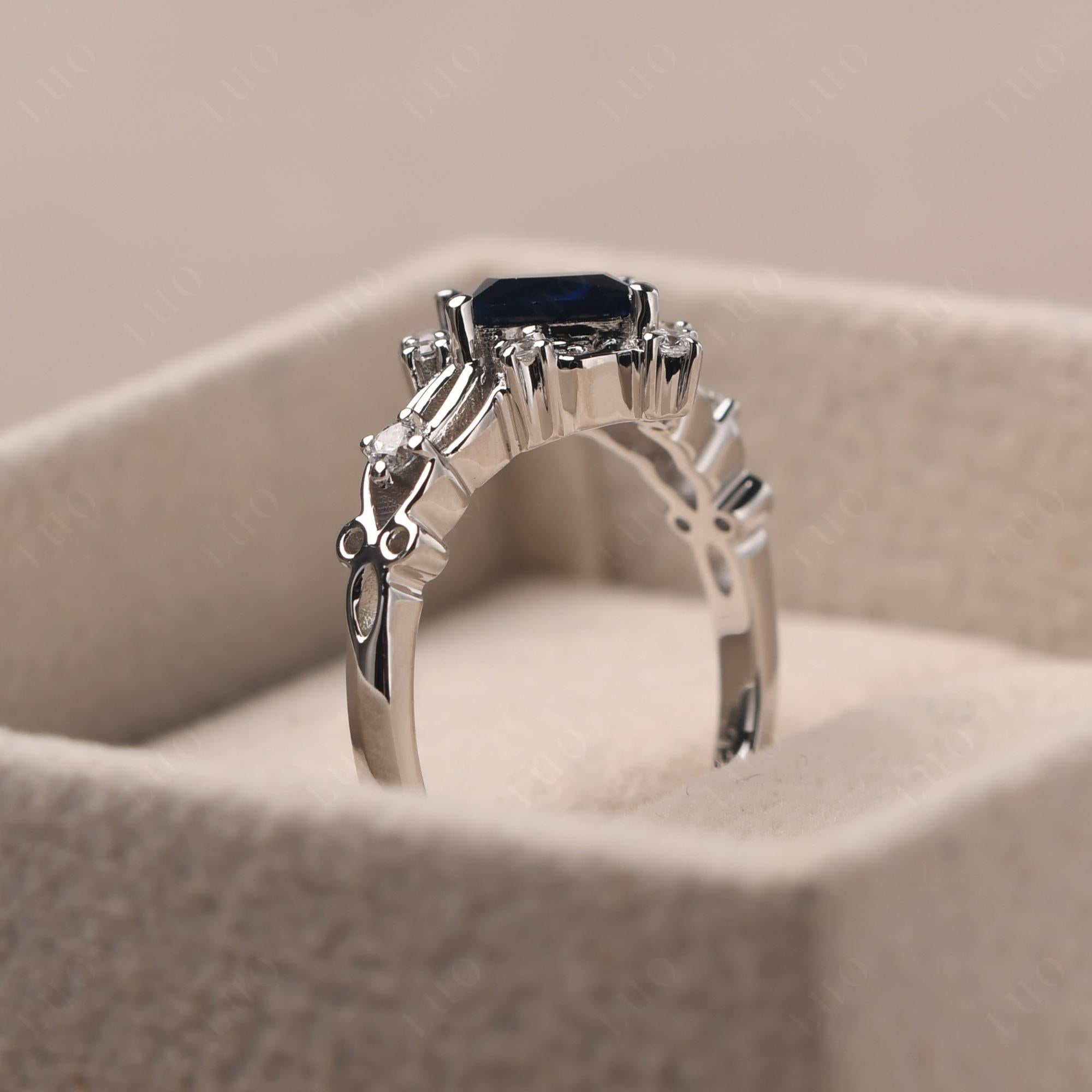 Sapphire Art Deco Ring - LUO Jewelry 