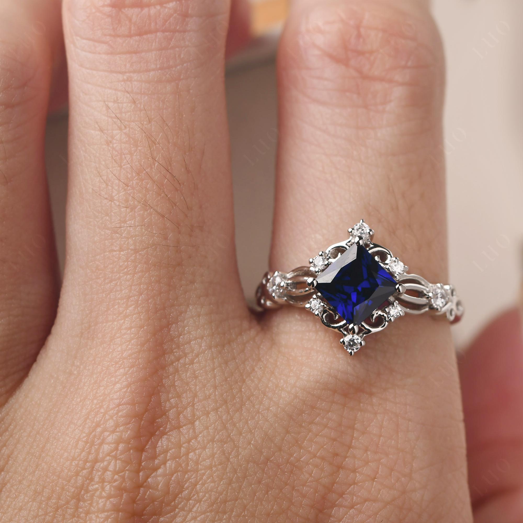 Sapphire Art Deco Ring - LUO Jewelry 