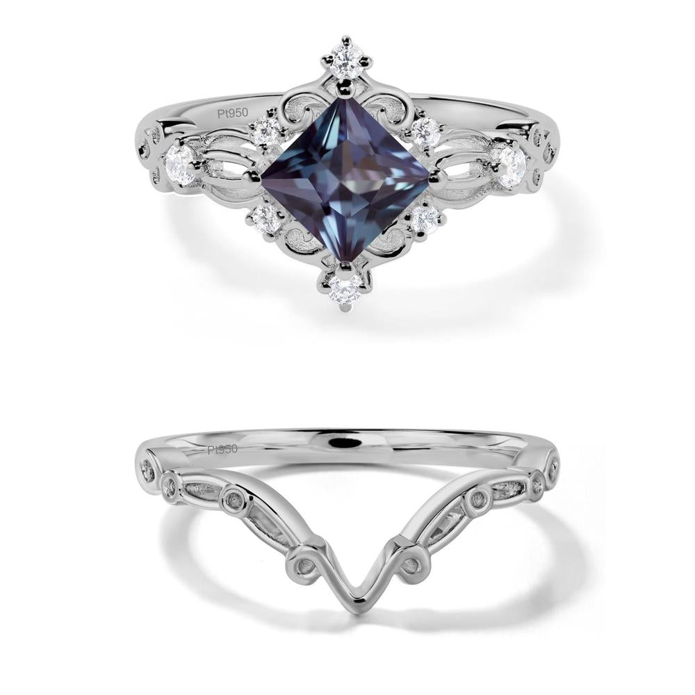 Princess Cut Alexandrite Art Deco Ring - LUO Jewelry #metal_platinum