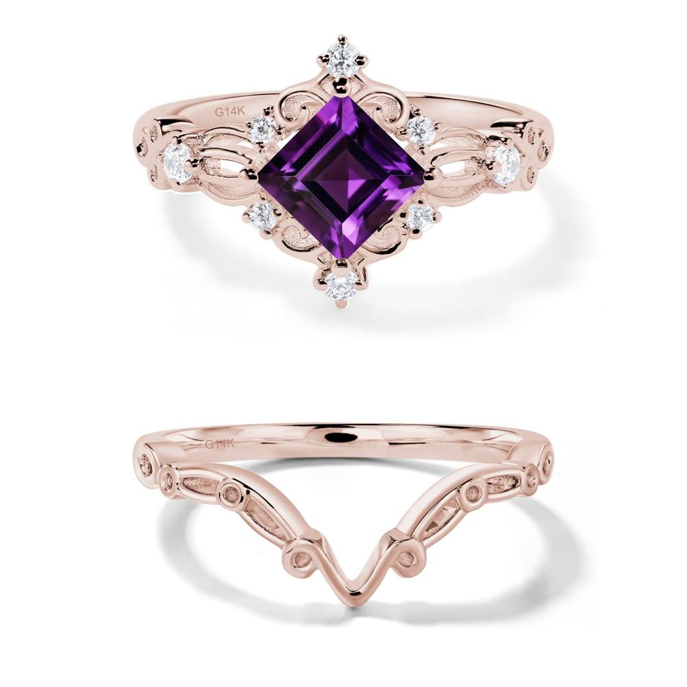 Amethyst Art Deco Ring - LUO Jewelry #metal_14k rose gold