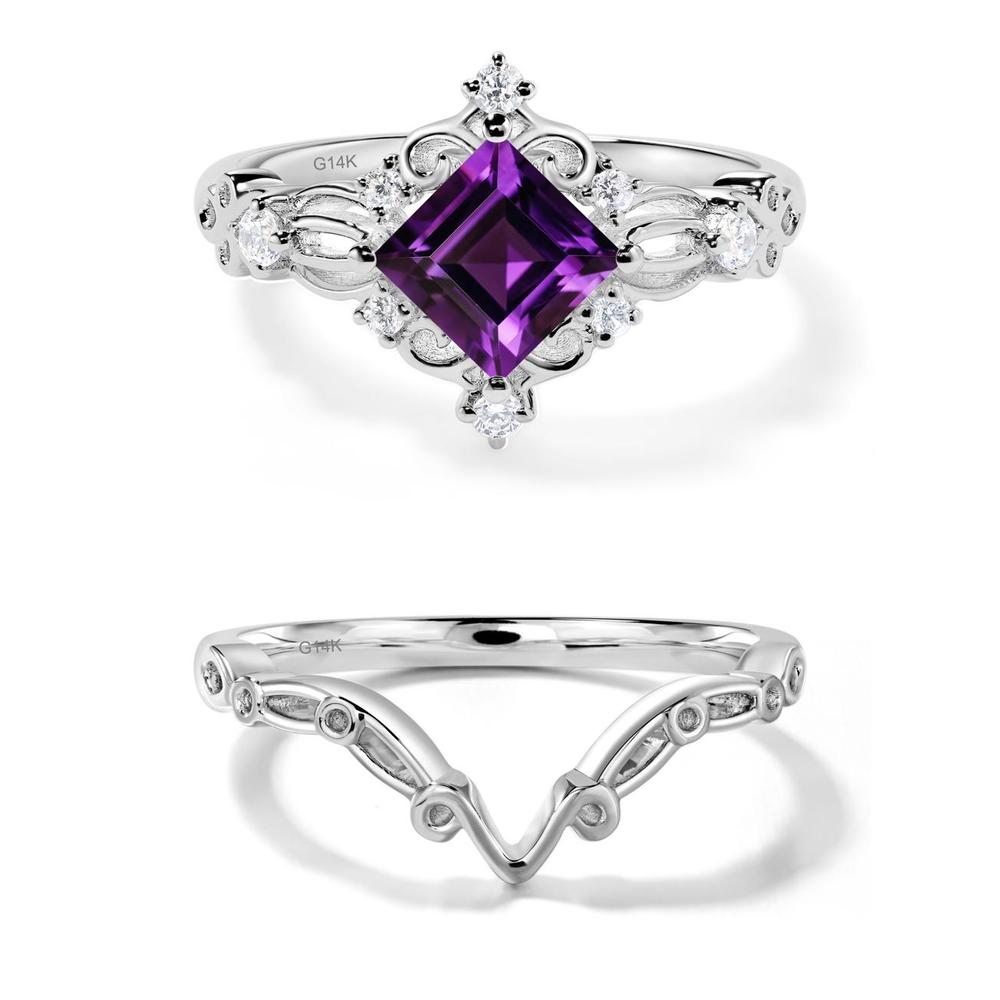 Amethyst Art Deco Ring - LUO Jewelry #metal_14k white gold