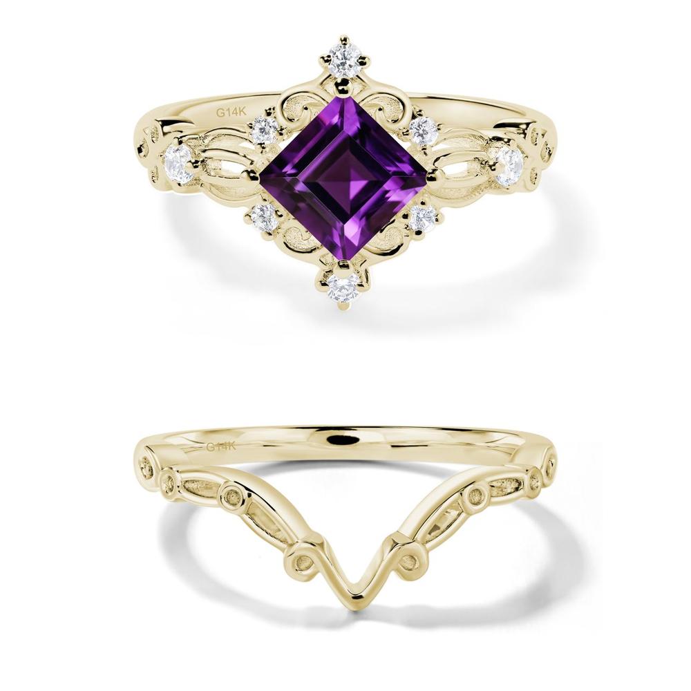 Amethyst Art Deco Ring - LUO Jewelry #metal_14k yellow gold