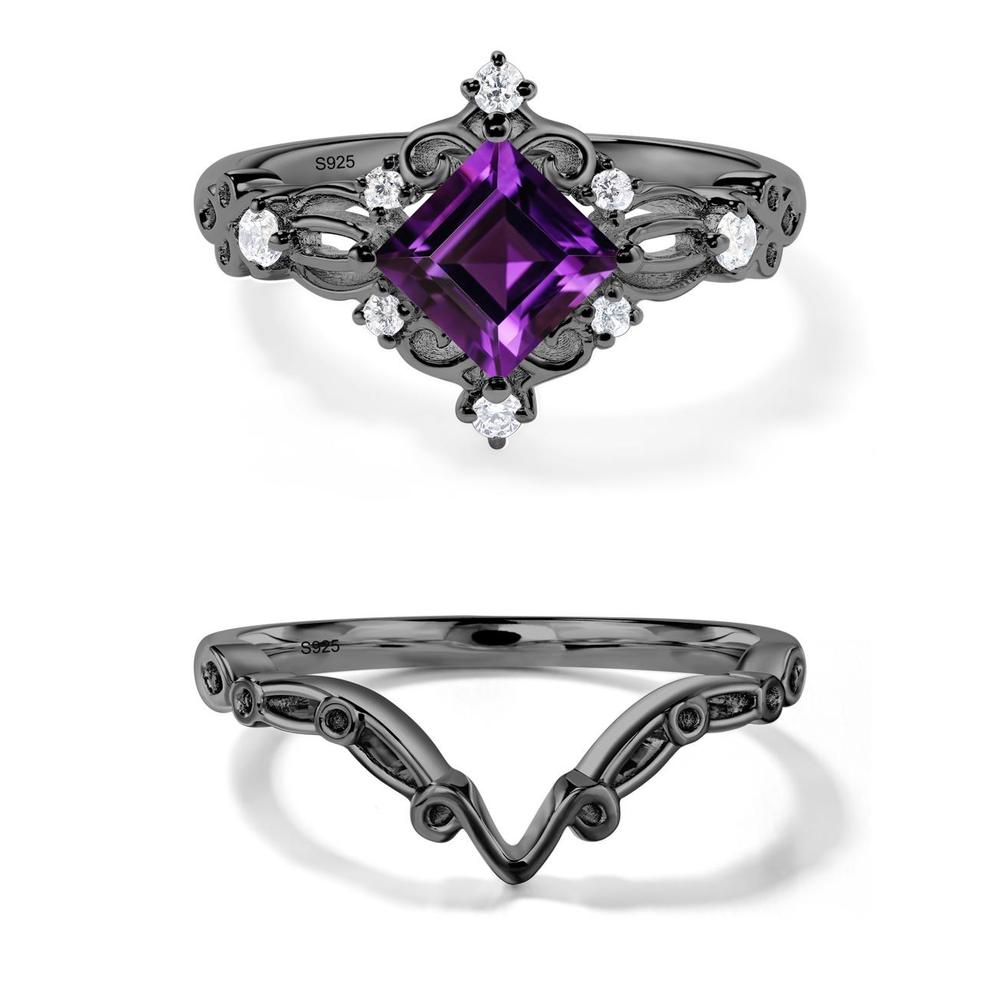 Amethyst Art Deco Ring - LUO Jewelry #metal_black finish sterling silver