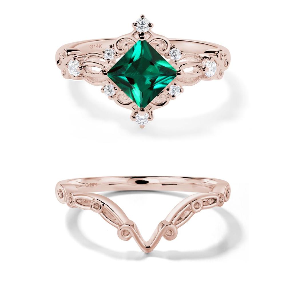 Emerald Art Deco Ring - LUO Jewelry #metal_14k rose gold