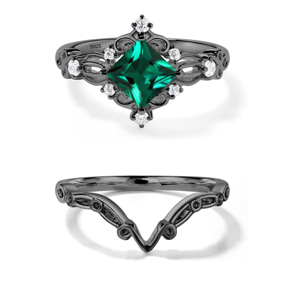 Emerald Art Deco Ring - LUO Jewelry #metal_black finish sterling silver