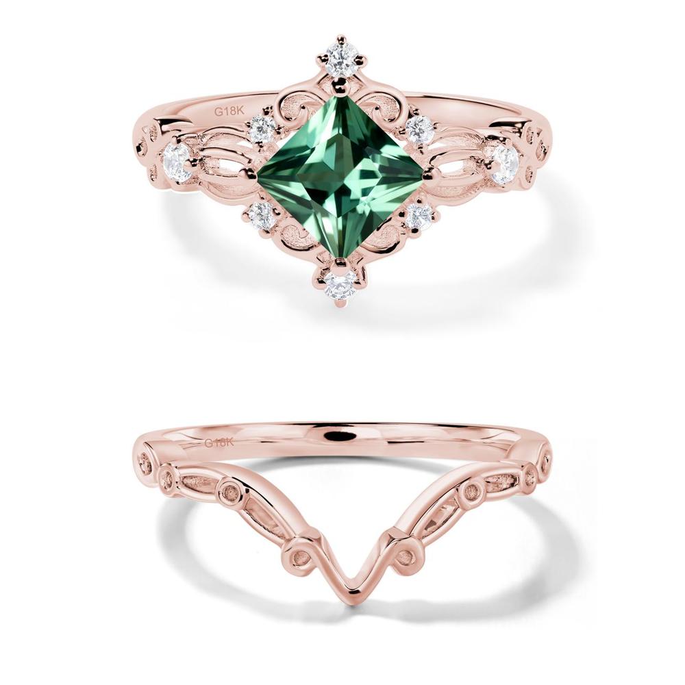 Green Sapphire Art Deco Ring - LUO Jewelry #metal_18k rose gold