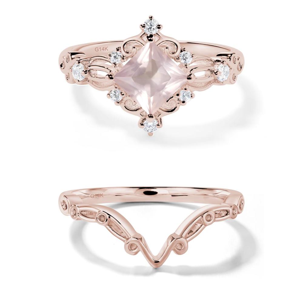 Rose Quartz Art Deco Ring - LUO Jewelry #metal_14k rose gold