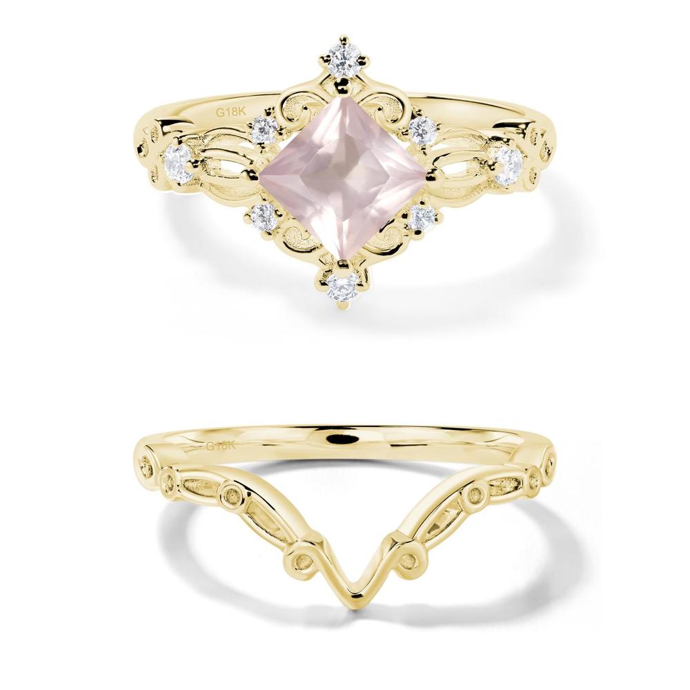 Rose Quartz Art Deco Ring - LUO Jewelry #metal_18k yellow gold