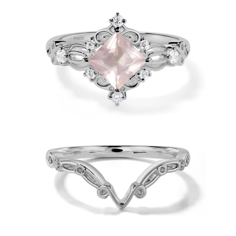 Rose Quartz Art Deco Ring - LUO Jewelry #metal_platinum