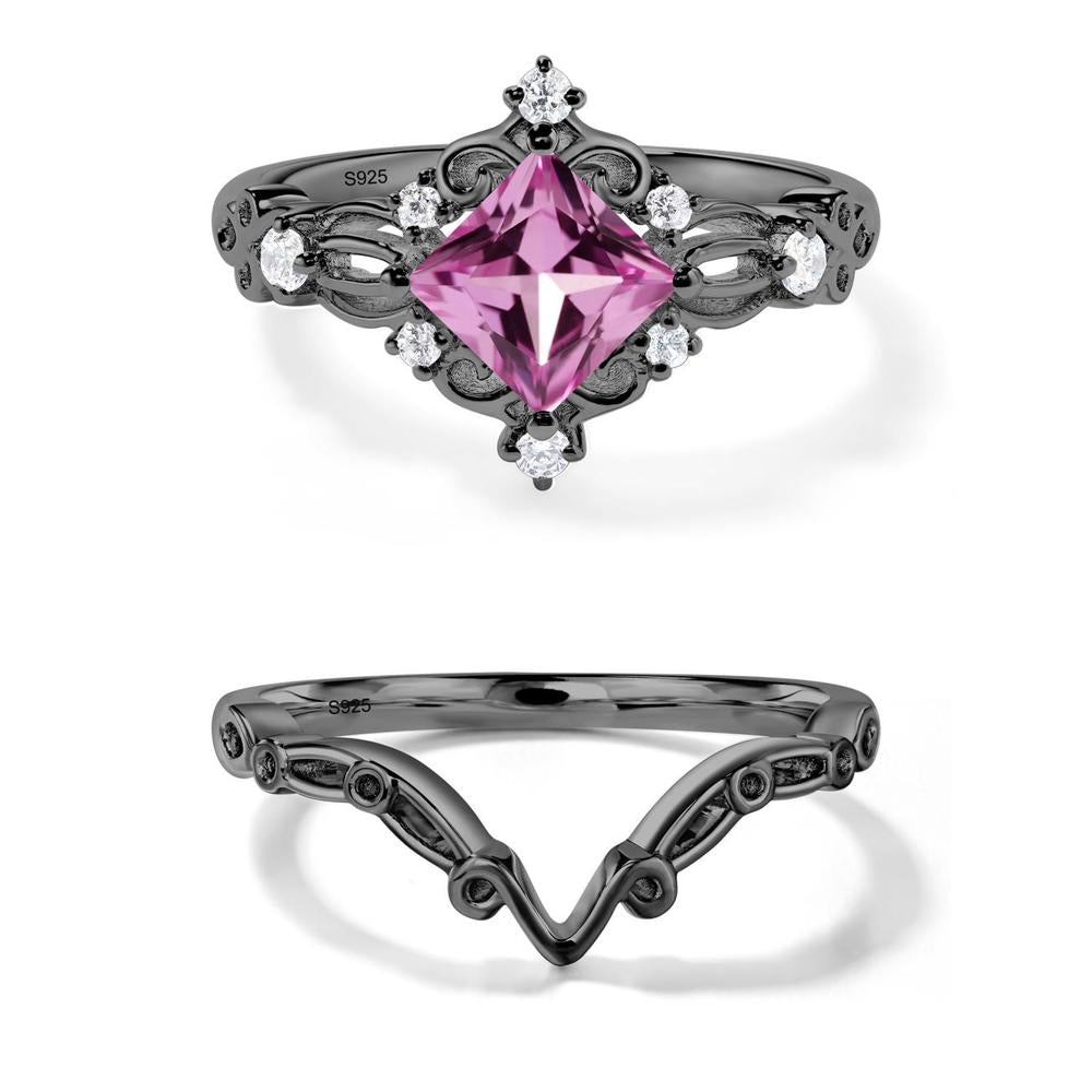 Pink Sapphire Sparkle Ring - LUO Jewelry #metal_black finish sterling silver