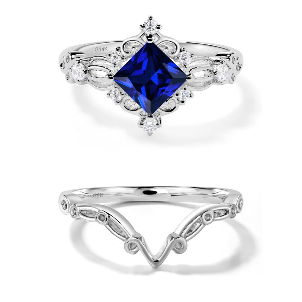 Sapphire Art Deco Ring - LUO Jewelry #metal_14k white gold