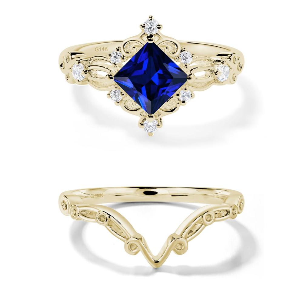 Sapphire Art Deco Ring - LUO Jewelry #metal_14k yellow gold