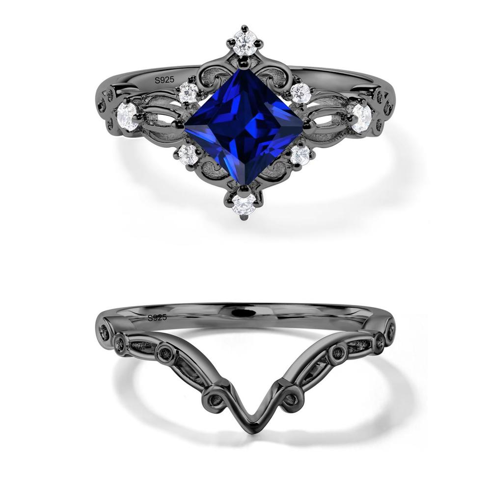 Sapphire Art Deco Ring - LUO Jewelry #metal_black finish sterling silver