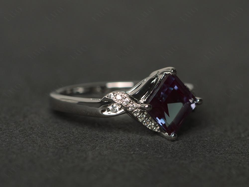 Alexandrite Kite Set Square Cut Ring - LUO Jewelry 