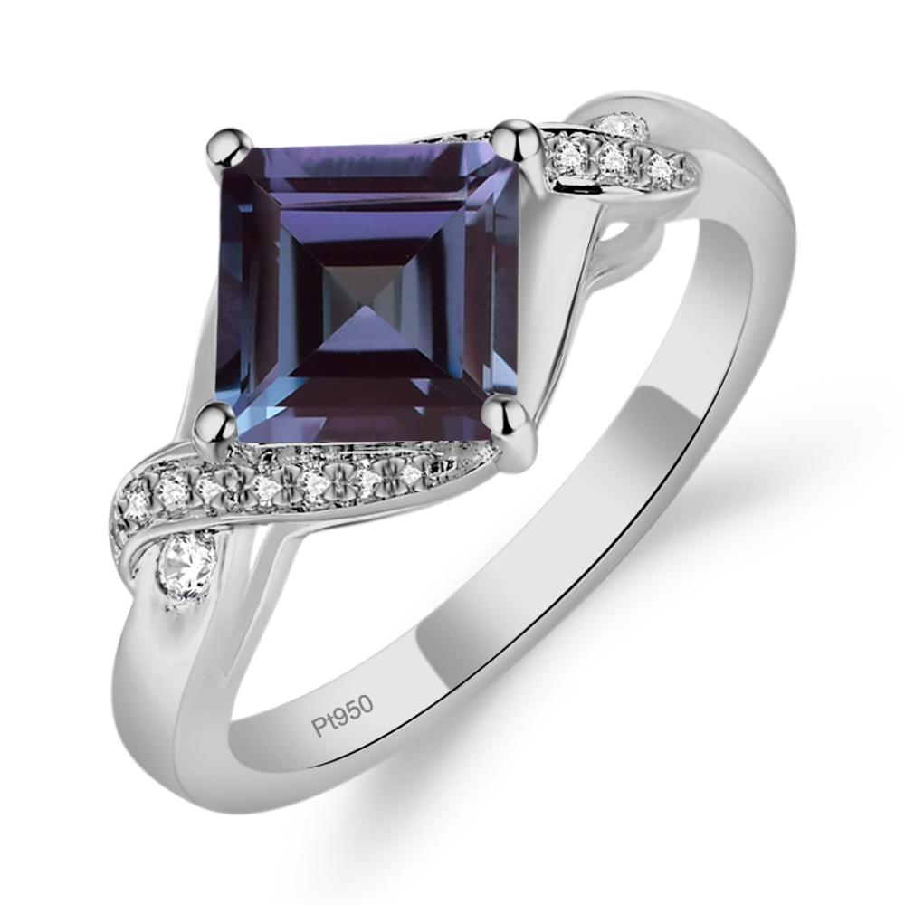 Alexandrite Kite Set Square Cut Ring - LUO Jewelry #metal_platinum