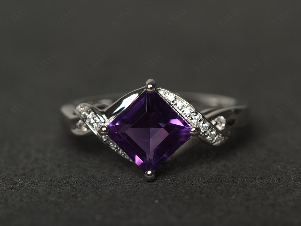 Amethyst Twisted Promise Ring - LUO Jewelry 