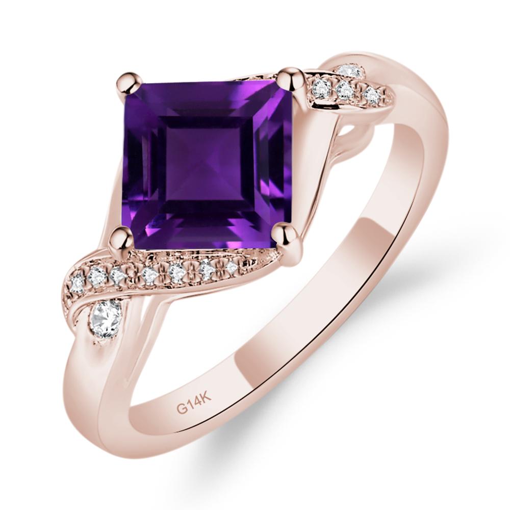 Amethyst Twisted Promise Ring - LUO Jewelry #metal_14k rose gold