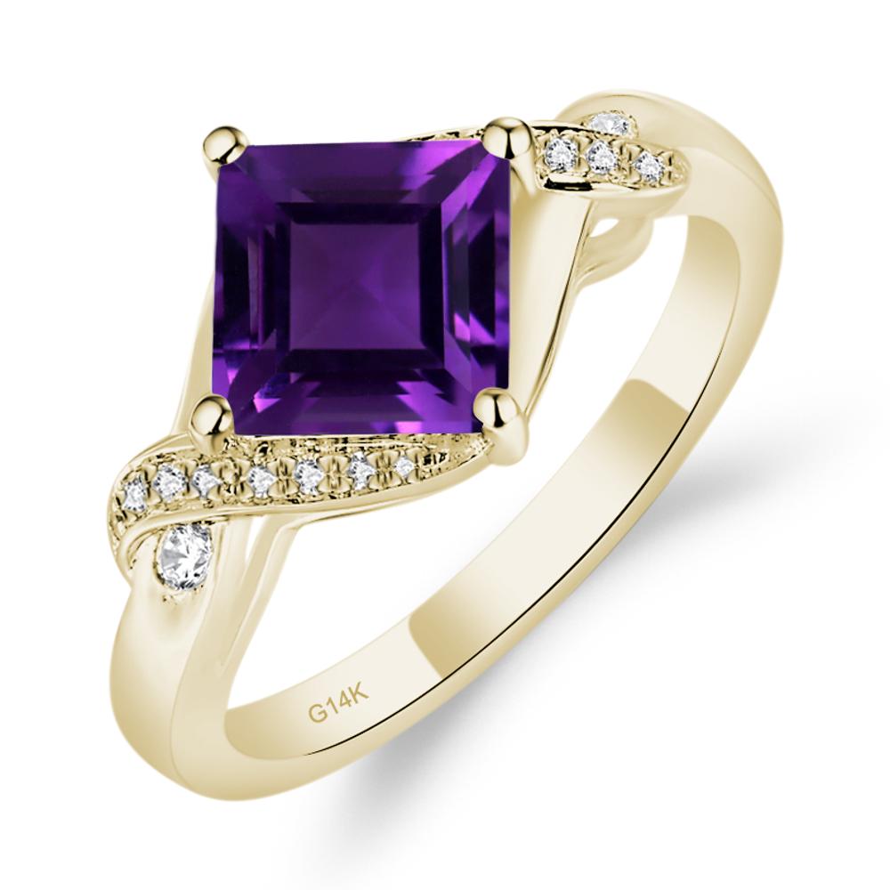 Amethyst Twisted Promise Ring - LUO Jewelry #metal_14k yellow gold