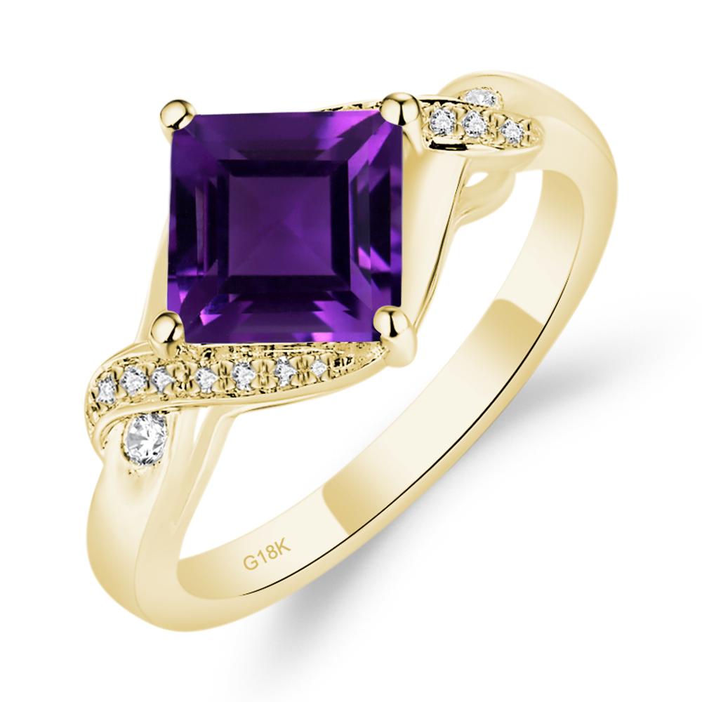 Amethyst Twisted Promise Ring - LUO Jewelry #metal_18k yellow gold