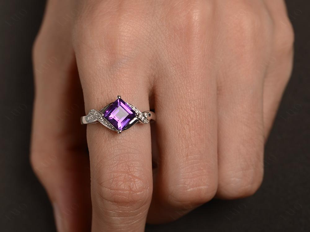 Amethyst Twisted Promise Ring - LUO Jewelry 