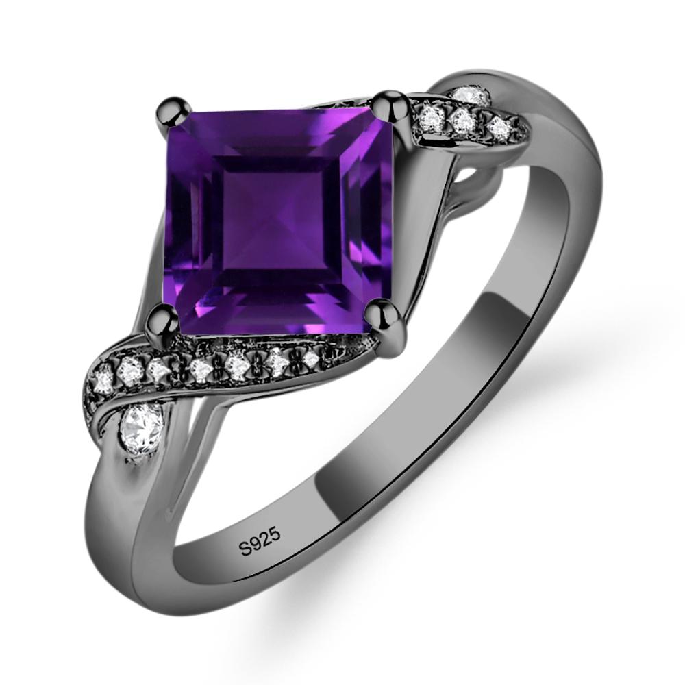 Amethyst Twisted Promise Ring - LUO Jewelry #metal_black finish sterling silver