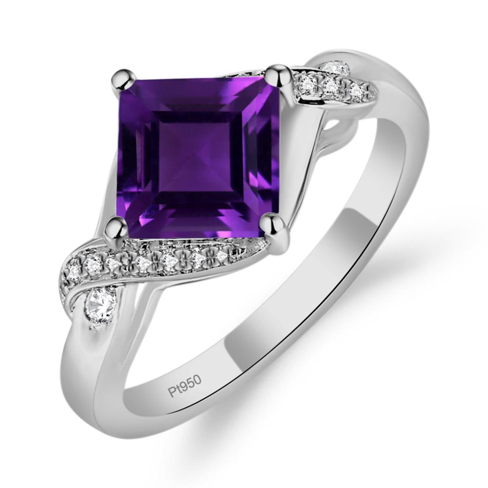 Amethyst Twisted Promise Ring - LUO Jewelry #metal_platinum