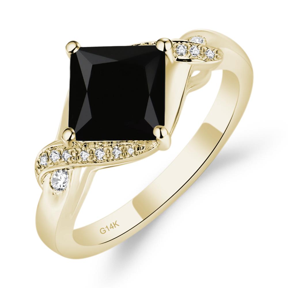 Black Spinel Twisted Promise Ring - LUO Jewelry #metal_14k yellow gold