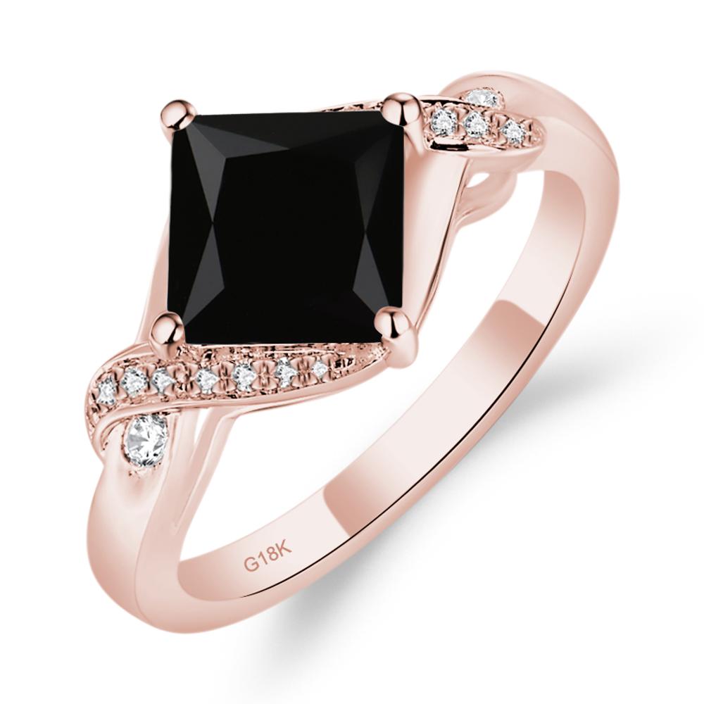 Black Spinel Twisted Promise Ring - LUO Jewelry #metal_18k rose gold