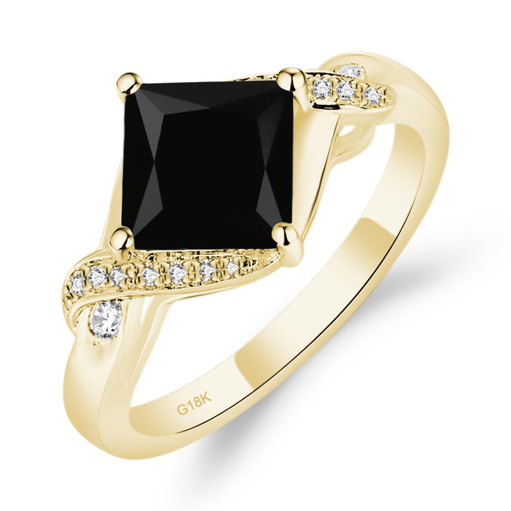 Black Spinel Twisted Promise Ring - LUO Jewelry #metal_18k yellow gold