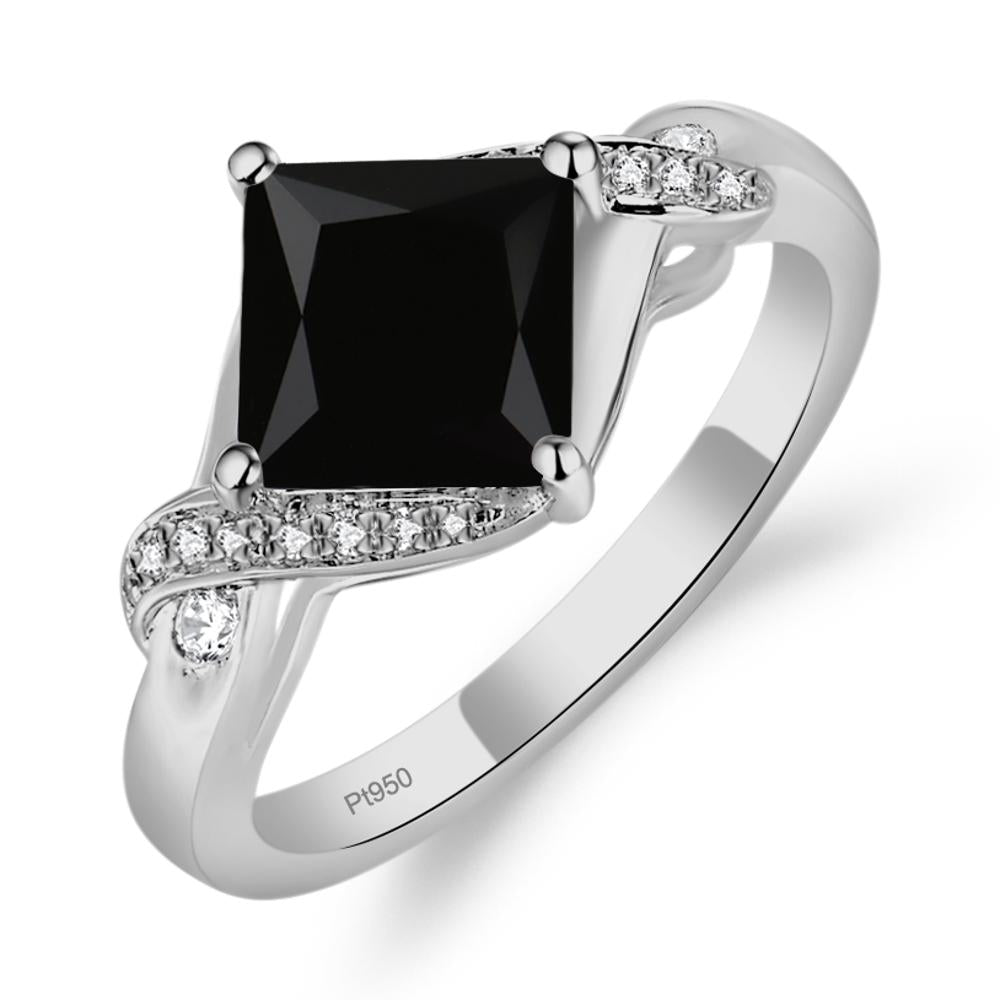 Black Spinel Twisted Promise Ring - LUO Jewelry #metal_platinum