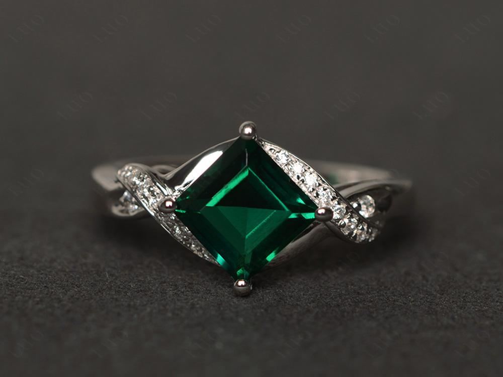 Emerald Kite Set Square Cut Ring - LUO Jewelry 