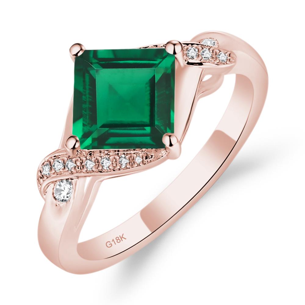 Emerald Kite Set Square Cut Ring - LUO Jewelry #metal_18k rose gold