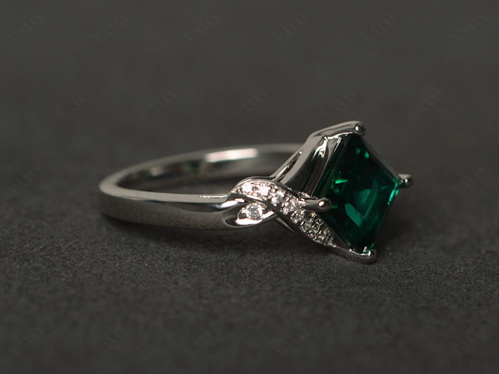 Emerald Kite Set Square Cut Ring - LUO Jewelry 