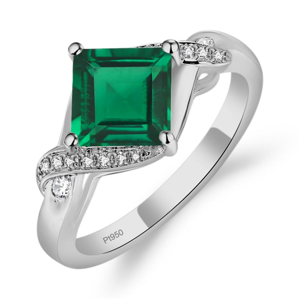 Emerald Kite Set Square Cut Ring - LUO Jewelry #metal_platinum