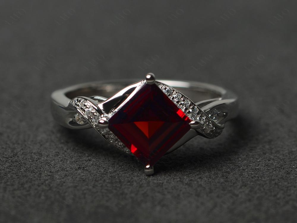 Garnet Twisted Promise Ring - LUO Jewelry 