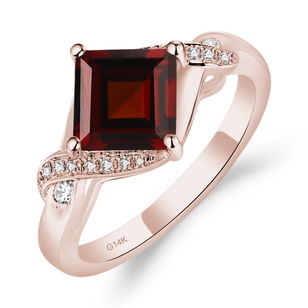 Garnet Twisted Promise Ring - LUO Jewelry #metal_14k rose gold