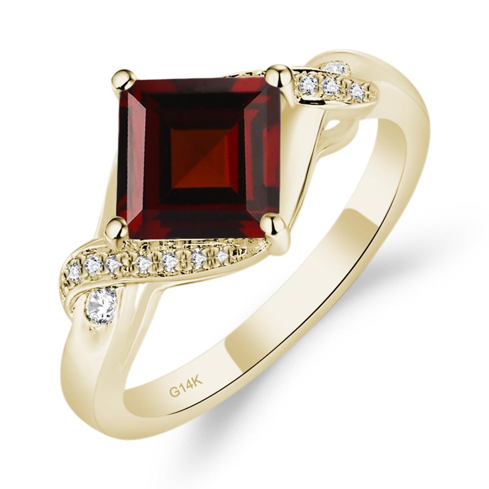 Garnet Twisted Promise Ring - LUO Jewelry #metal_14k yellow gold