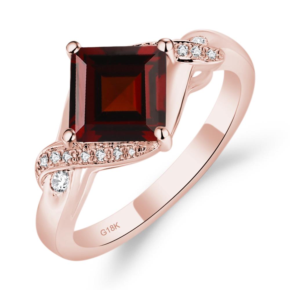 Garnet Twisted Promise Ring - LUO Jewelry #metal_18k rose gold