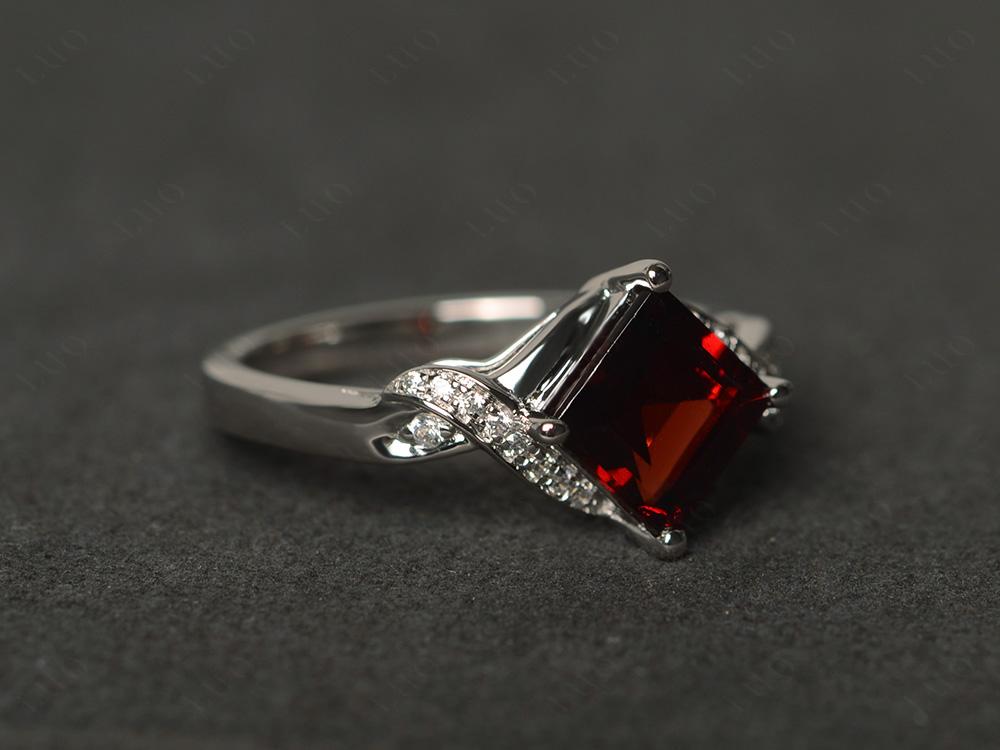 Garnet Twisted Promise Ring - LUO Jewelry 