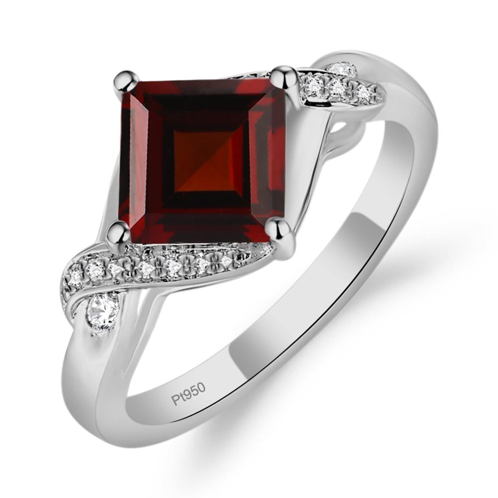 Garnet Twisted Promise Ring - LUO Jewelry #metal_platinum