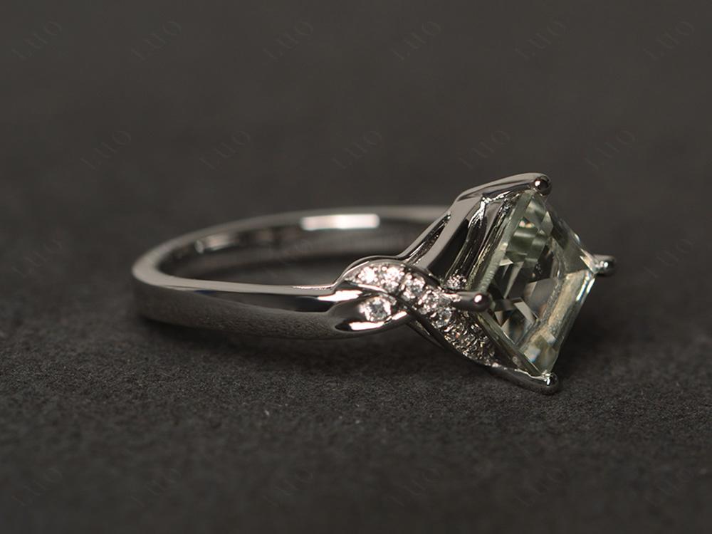 Green Amethyst Kite Set Square Cut Ring - LUO Jewelry 