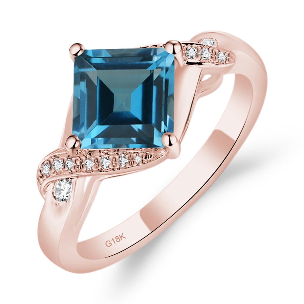 London Blue Topaz Twisted Promise Ring - LUO Jewelry #metal_18k rose gold