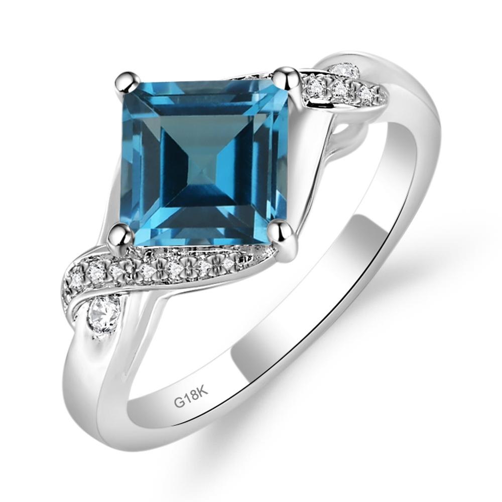 London Blue Topaz Twisted Promise Ring - LUO Jewelry #metal_18k white gold