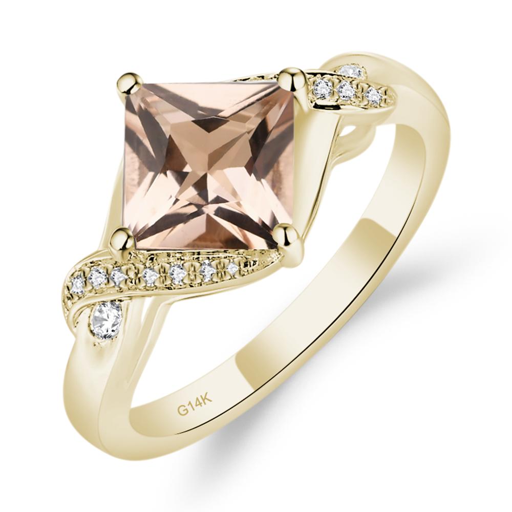 Morganite Kite Set Princess Cut Ring - LUO Jewelry #metal_14k yellow gold