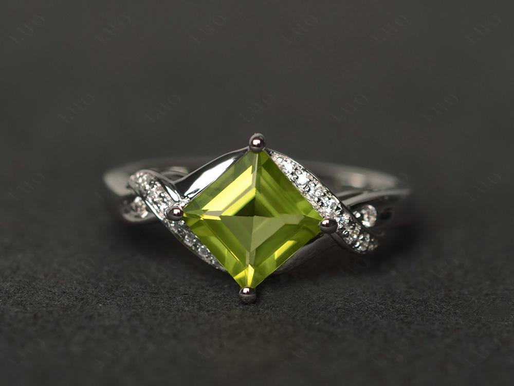 Peridot Kite Set Square Cut Ring - LUO Jewelry 