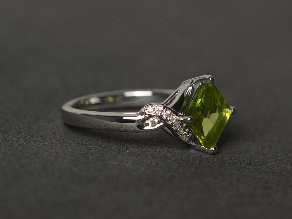 Peridot Kite Set Square Cut Ring - LUO Jewelry 