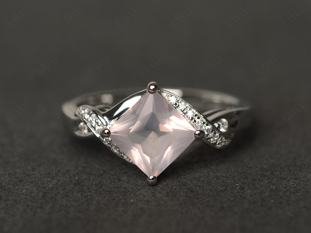 Rose Quartz Twisted Promise Ring - LUO Jewelry 