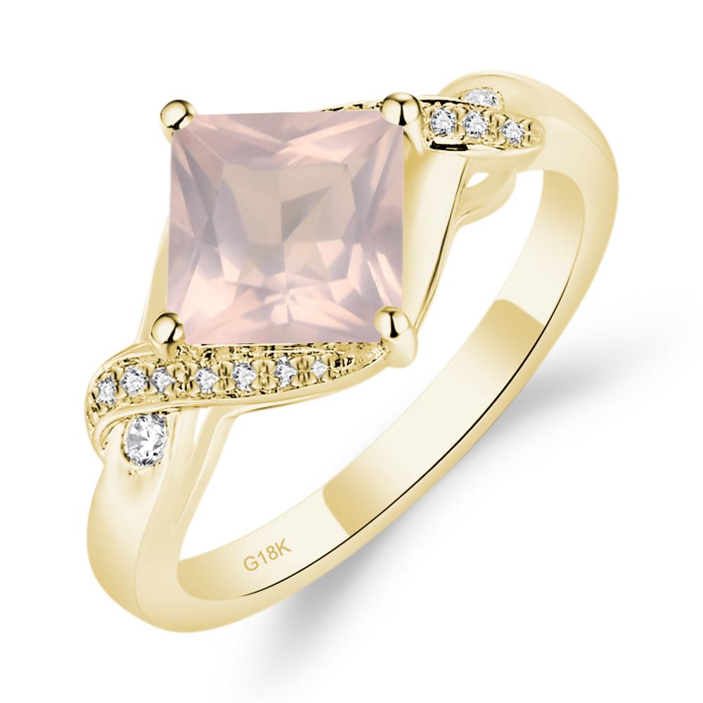 Rose Quartz Twisted Promise Ring - LUO Jewelry #metal_18k yellow gold